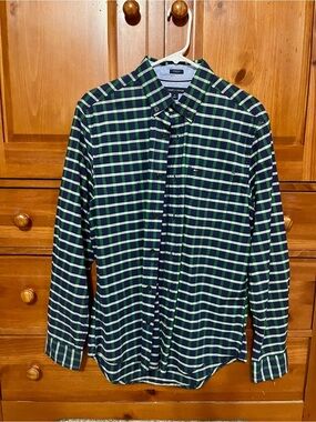 Tommy Hilfiger Navy, Plaid Button-Down Shirt - Med